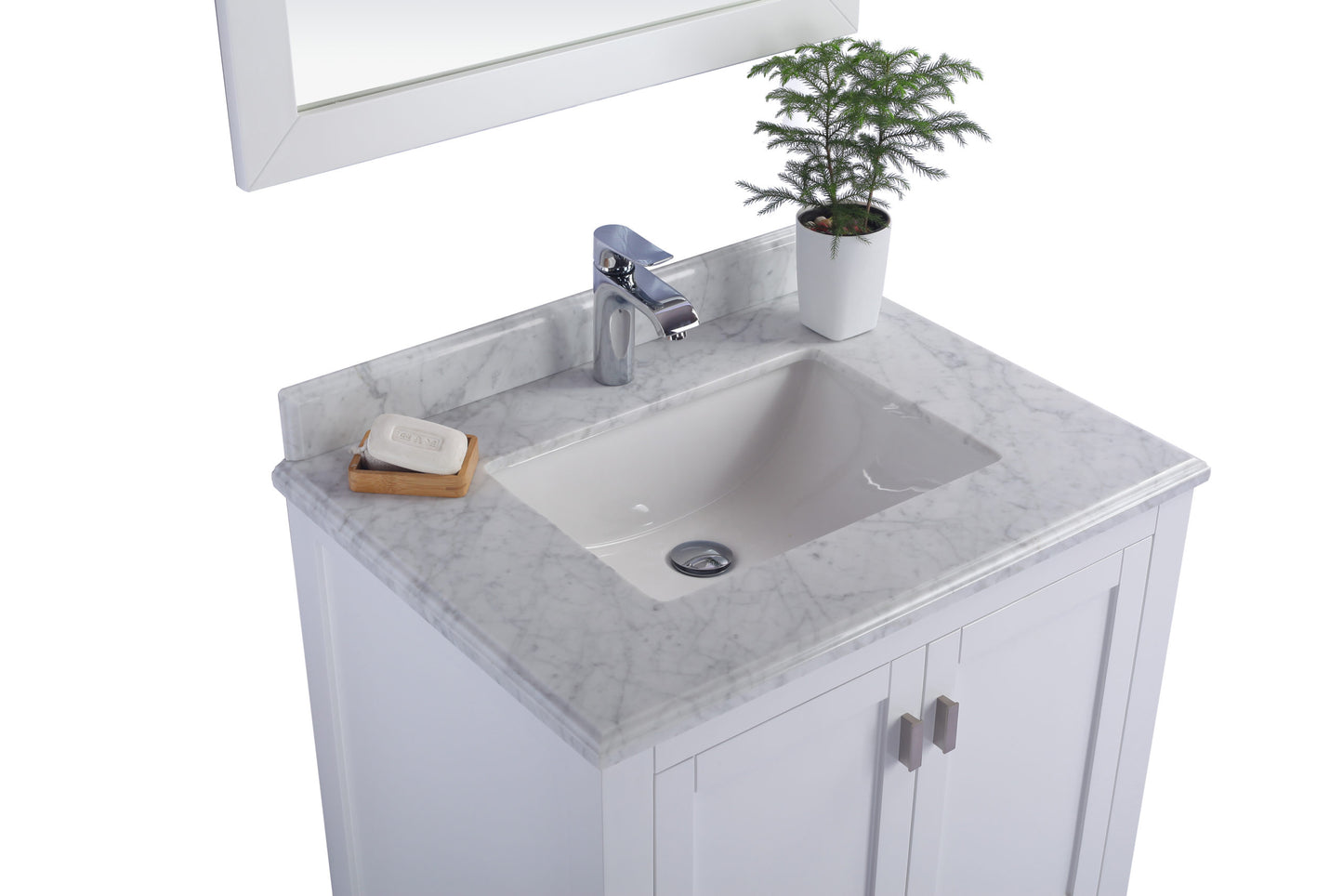 Wilson 30" White Bathroom Vanity with White Carrara Marble Countertop