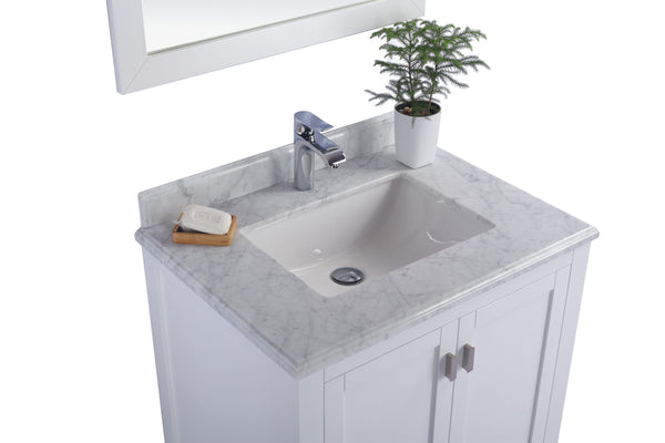 Wilson 30 White Bathroom Vanity with White Carrara Marble Countertop