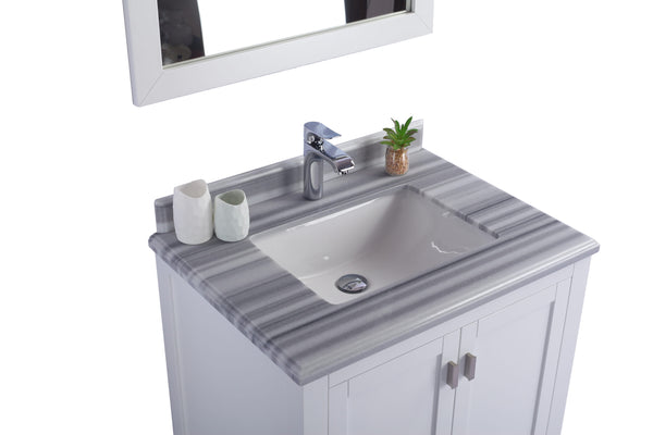 Wilson 30 White Bathroom Vanity with White Stripes Marble Countertop