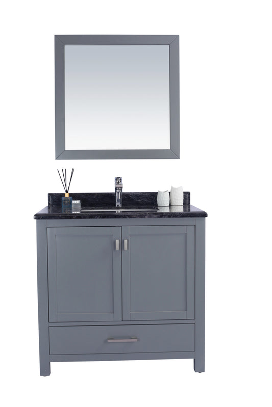 Wilson 36" Grey Bathroom Vanity with Black Wood Marble Countertop