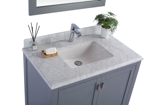Wilson 36" Grey Bathroom Vanity with White Carrara Marble Countertop