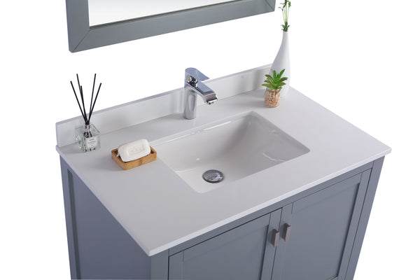 Wilson 36 Grey Bathroom Vanity with White Quartz Countertop