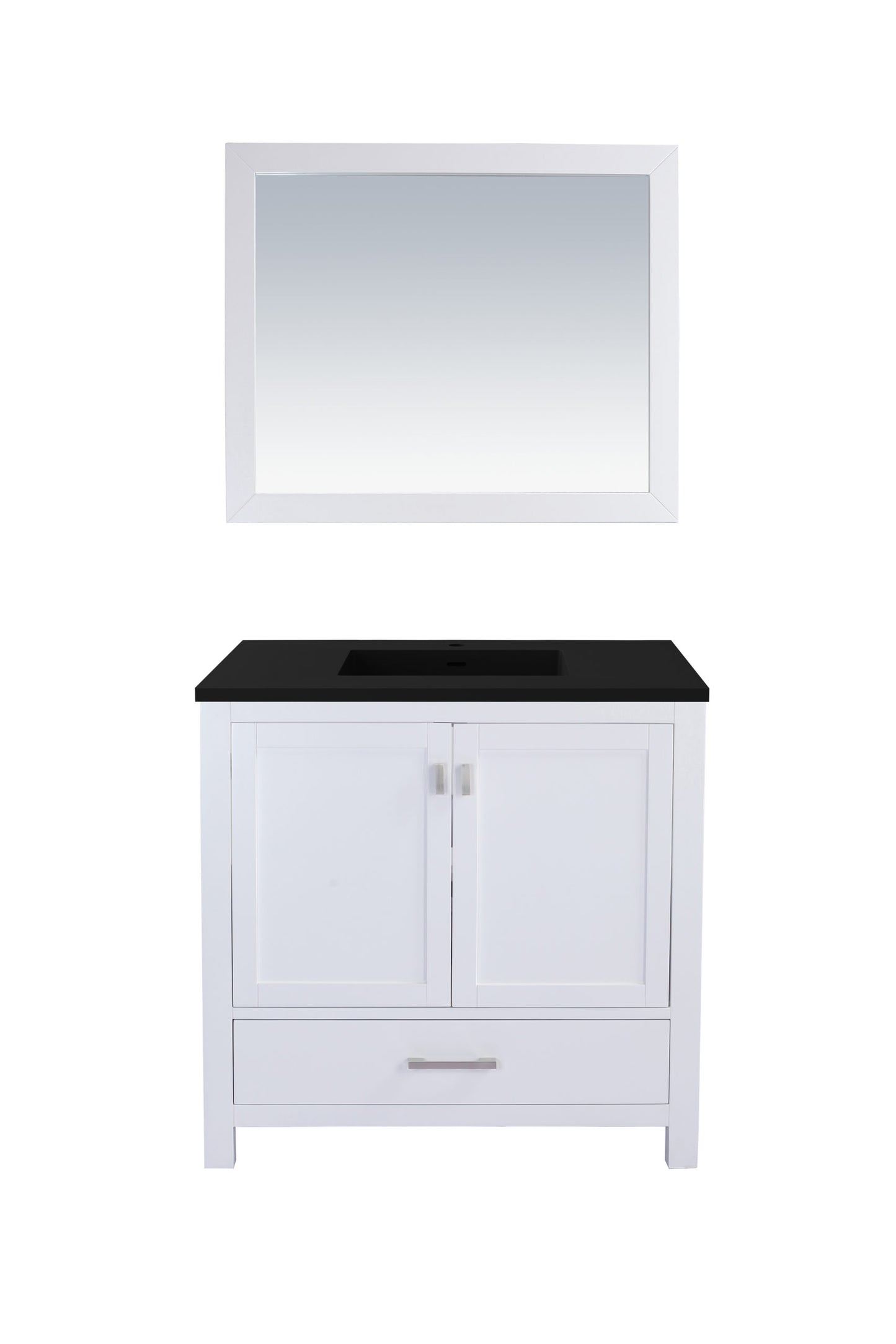 Wilson 36" White Bathroom Vanity with Matte Black VIVA Stone Solid Surface Countertop