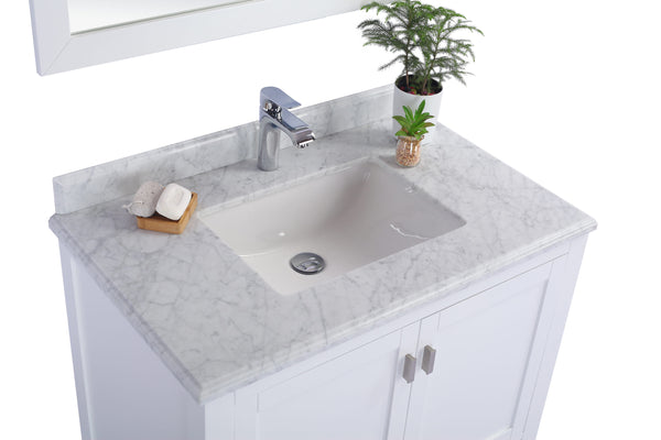 Wilson 36 White Bathroom Vanity with White Carrara Marble Countertop