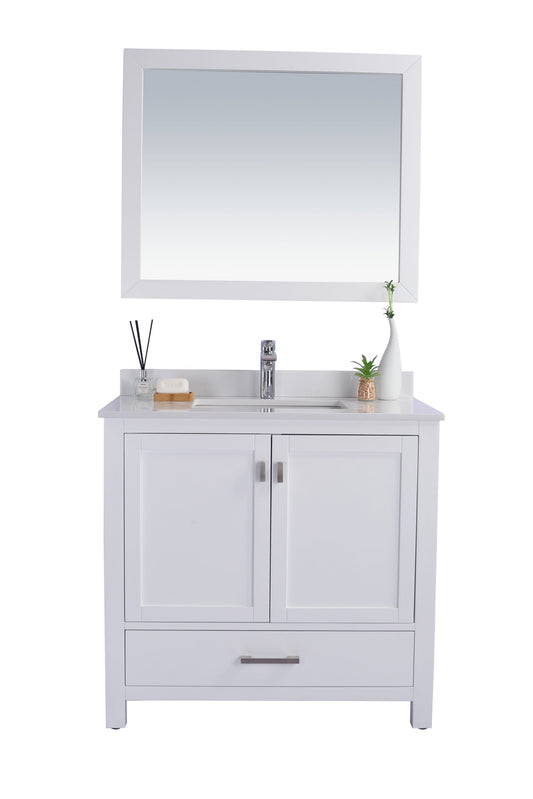 Wilson 36" White Bathroom Vanity with White Quartz Countertop