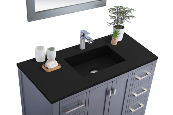 Wilson 42 Grey Bathroom Vanity with Matte Black VIVA Stone Solid Surface Countertop