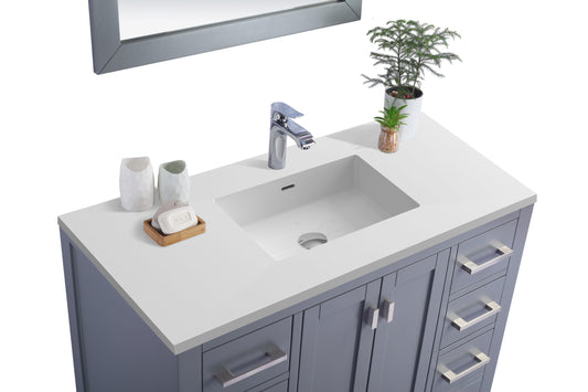 Wilson 42" Grey Bathroom Vanity with Matte White VIVA Stone Solid Surface Countertop