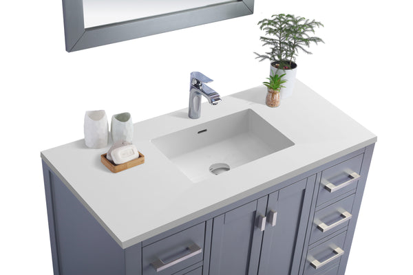 Wilson 42 Grey Bathroom Vanity with Matte White VIVA Stone Solid Surface Countertop
