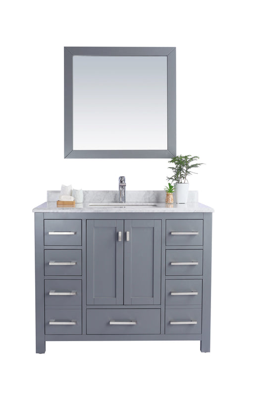 Wilson 42" Grey Bathroom Vanity with White Carrara Marble Countertop
