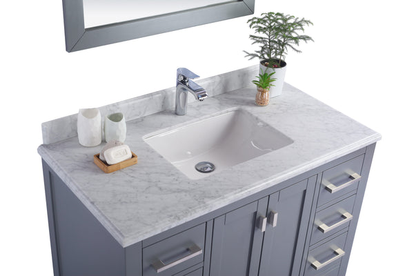 Wilson 42 Grey Bathroom Vanity with White Carrara Marble Countertop