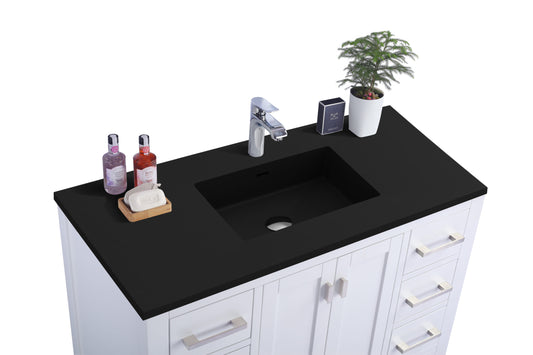 Wilson 42" White Bathroom Vanity with Matte Black VIVA Stone Solid Surface Countertop