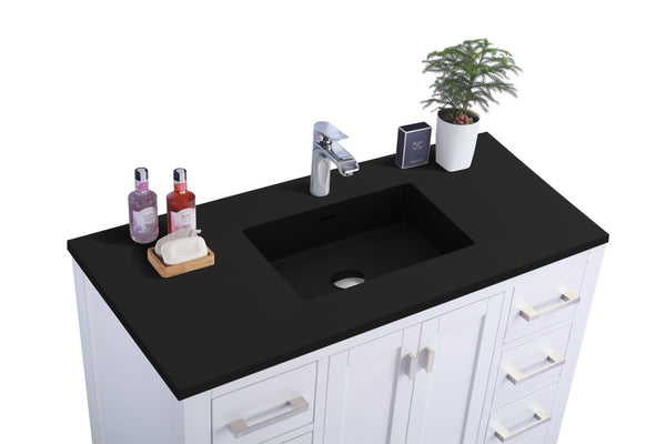 Wilson 42 White Bathroom Vanity with Matte Black VIVA Stone Solid Surface Countertop