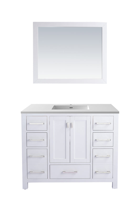 Wilson 42" White Bathroom Vanity with Matte White VIVA Stone Solid Surface Countertop