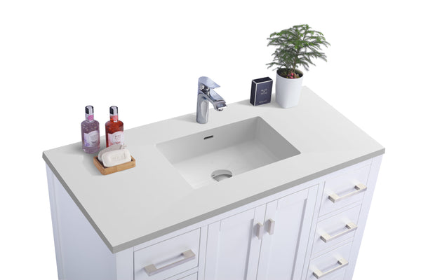 Wilson 42 White Bathroom Vanity with Matte White VIVA Stone Solid Surface Countertop
