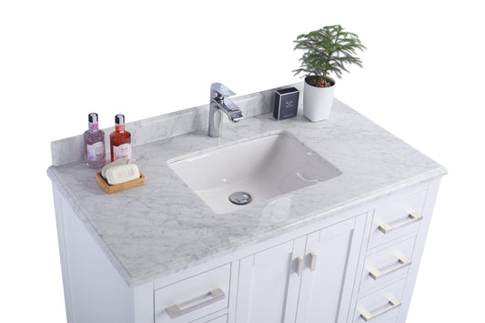 Wilson 42" White Bathroom Vanity with White Carrara Marble Countertop