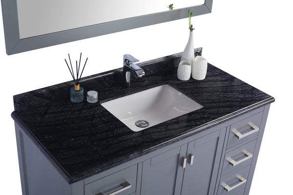 Wilson 48 Grey Bathroom Vanity with Black Wood Marble Countertop