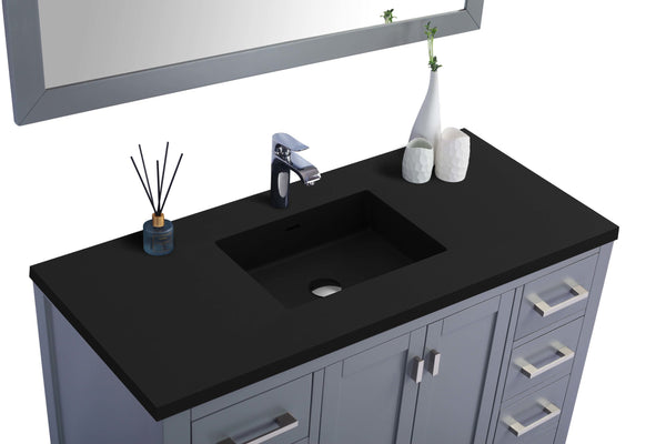 Wilson 48 Grey Bathroom Vanity with Matte Black VIVA Stone Solid Surface Countertop