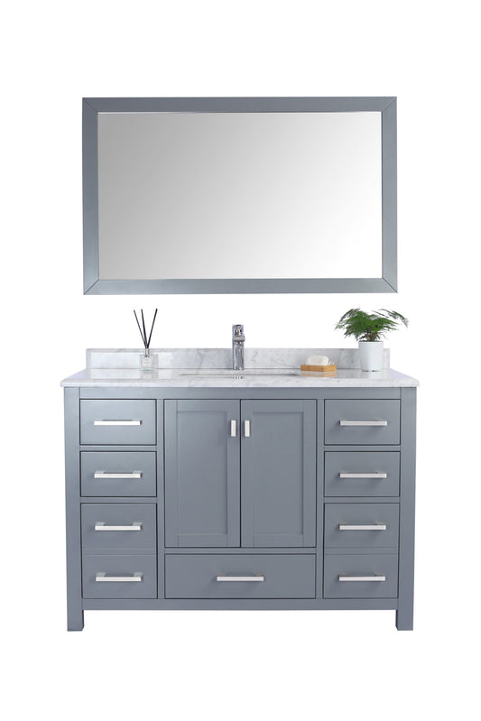 Wilson 48" Grey Bathroom Vanity with White Carrara Marble Countertop