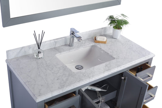 Wilson 48" Grey Bathroom Vanity with White Carrara Marble Countertop