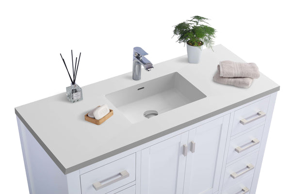 Wilson 48 White Bathroom Vanity with Matte White VIVA Stone Solid Surface Countertop