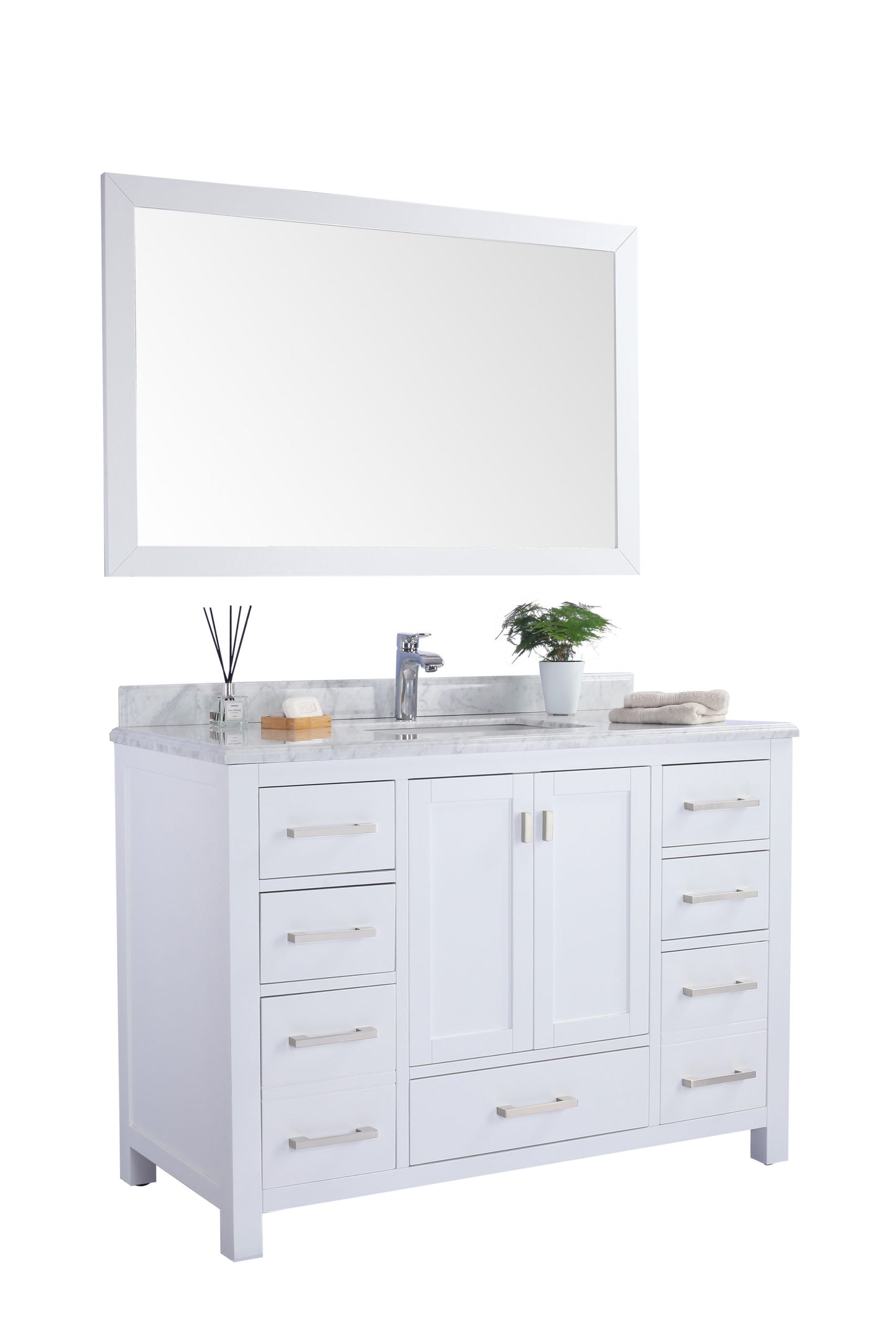 Wilson 48" White Bathroom Vanity with White Carrara Marble Countertop