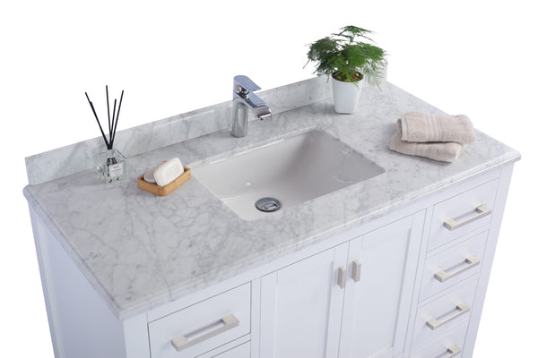 Wilson 48 White Bathroom Vanity with White Carrara Marble Countertop