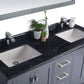 Wilson 60" Grey Double Sink Bathroom Vanity with Black Wood Marble Countertop