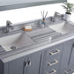 Wilson 60" Grey Double Sink Bathroom Vanity with White Stripes Marble Countertop