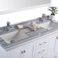 Wilson 60" White Double Sink Bathroom Vanity with White Stripes Marble Countertop