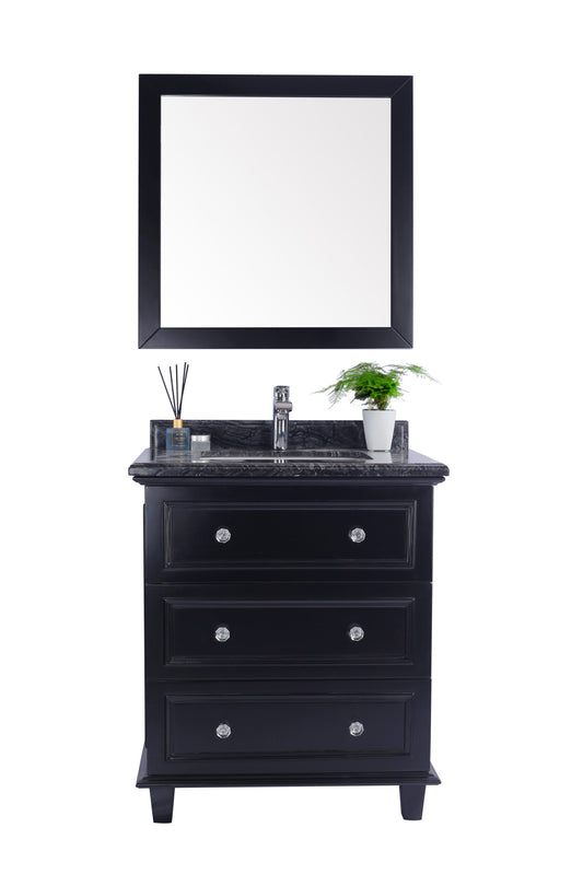 Luna 30" Espresso Bathroom Vanity with Black Wood Marble Countertop