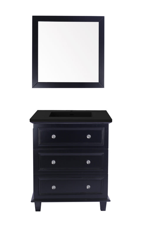 Luna 30" Espresso Bathroom Vanity with Matte Black VIVA Stone Solid Surface Countertop