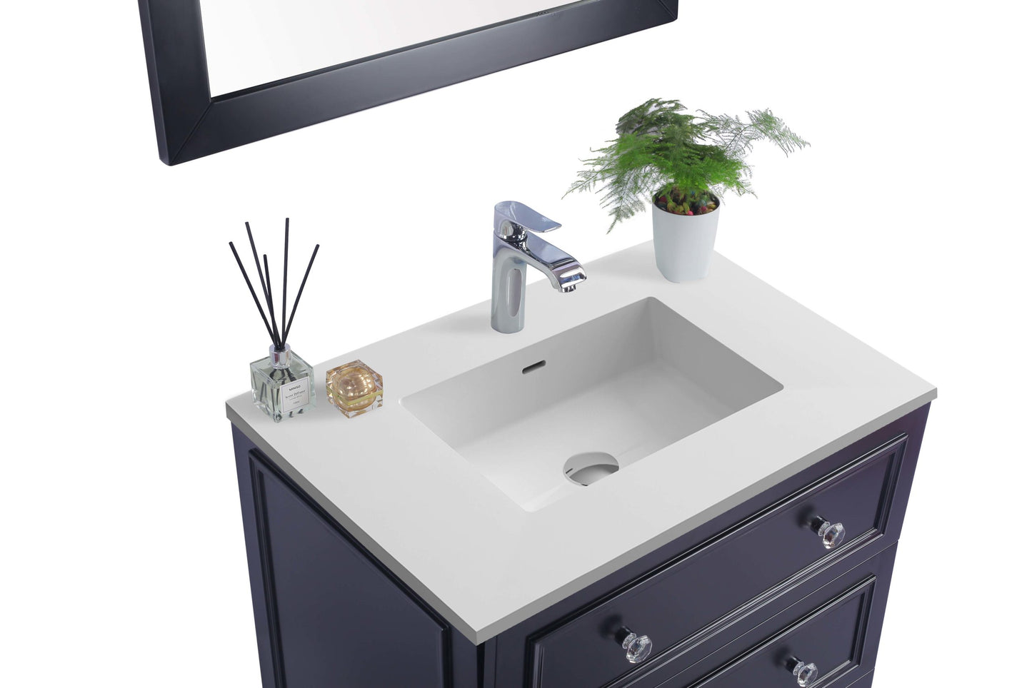 Luna 30" Espresso Bathroom Vanity with Matte White VIVA Stone Solid Surface Countertop