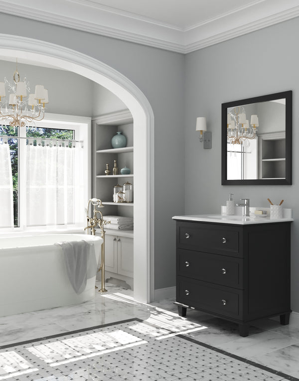 Luna 30 Espresso Bathroom Vanity with Pure White Phoenix Stone Countertop