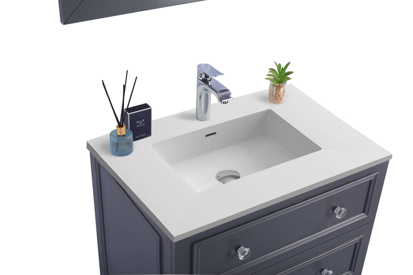 Luna 30" Maple Grey Bathroom Vanity with Matte White VIVA Stone Solid Surface Countertop