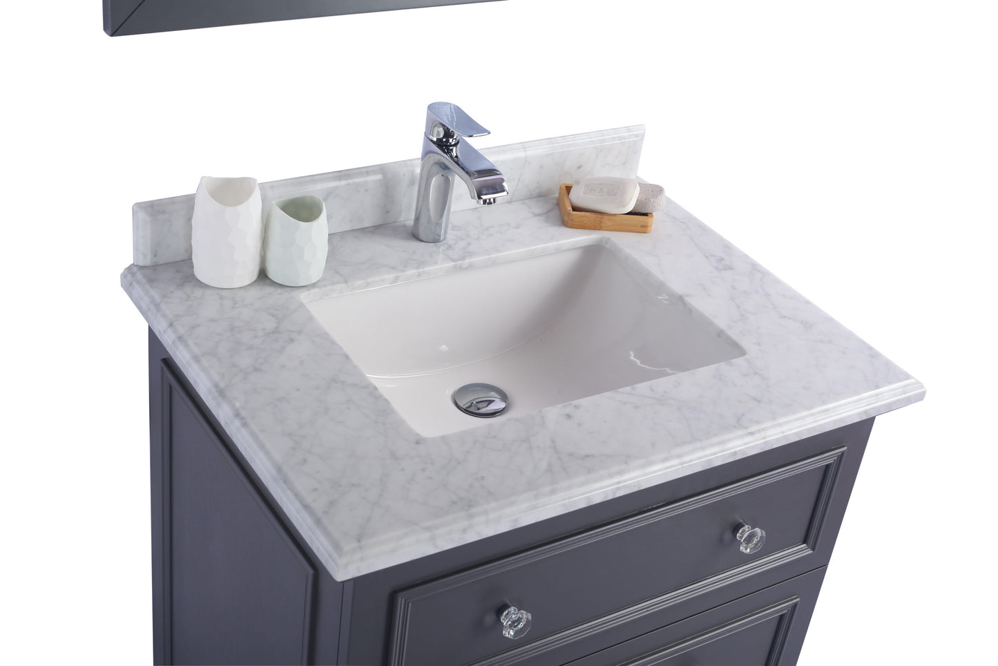 Luna 30" Maple Grey Bathroom Vanity with White Carrara Marble Countertop