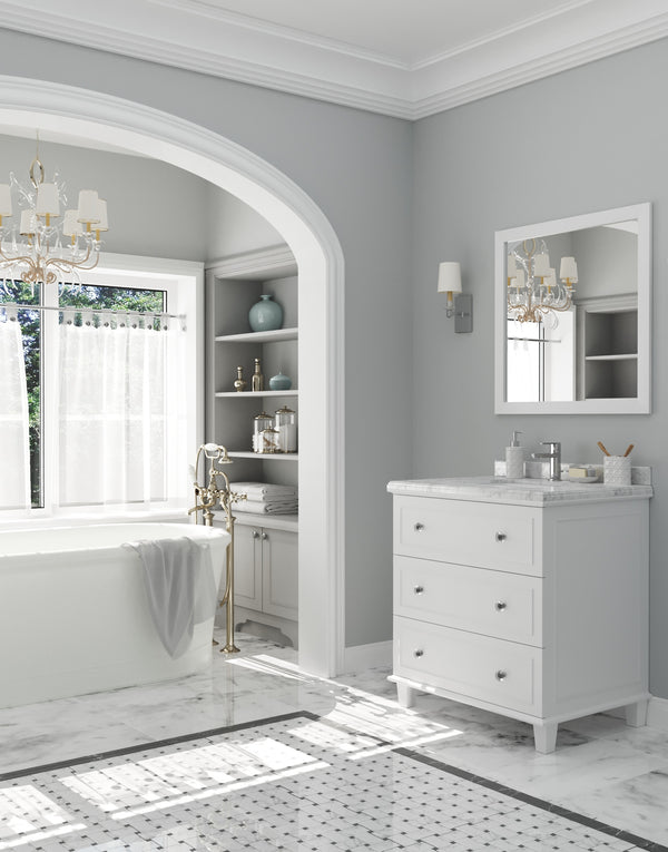 Luna 30 White Bathroom Vanity with White Carrara Marble Countertop