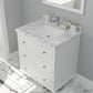 Luna 30" White Bathroom Vanity with White Carrara Marble Countertop