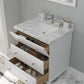 Luna 30" White Bathroom Vanity with White Carrara Marble Countertop