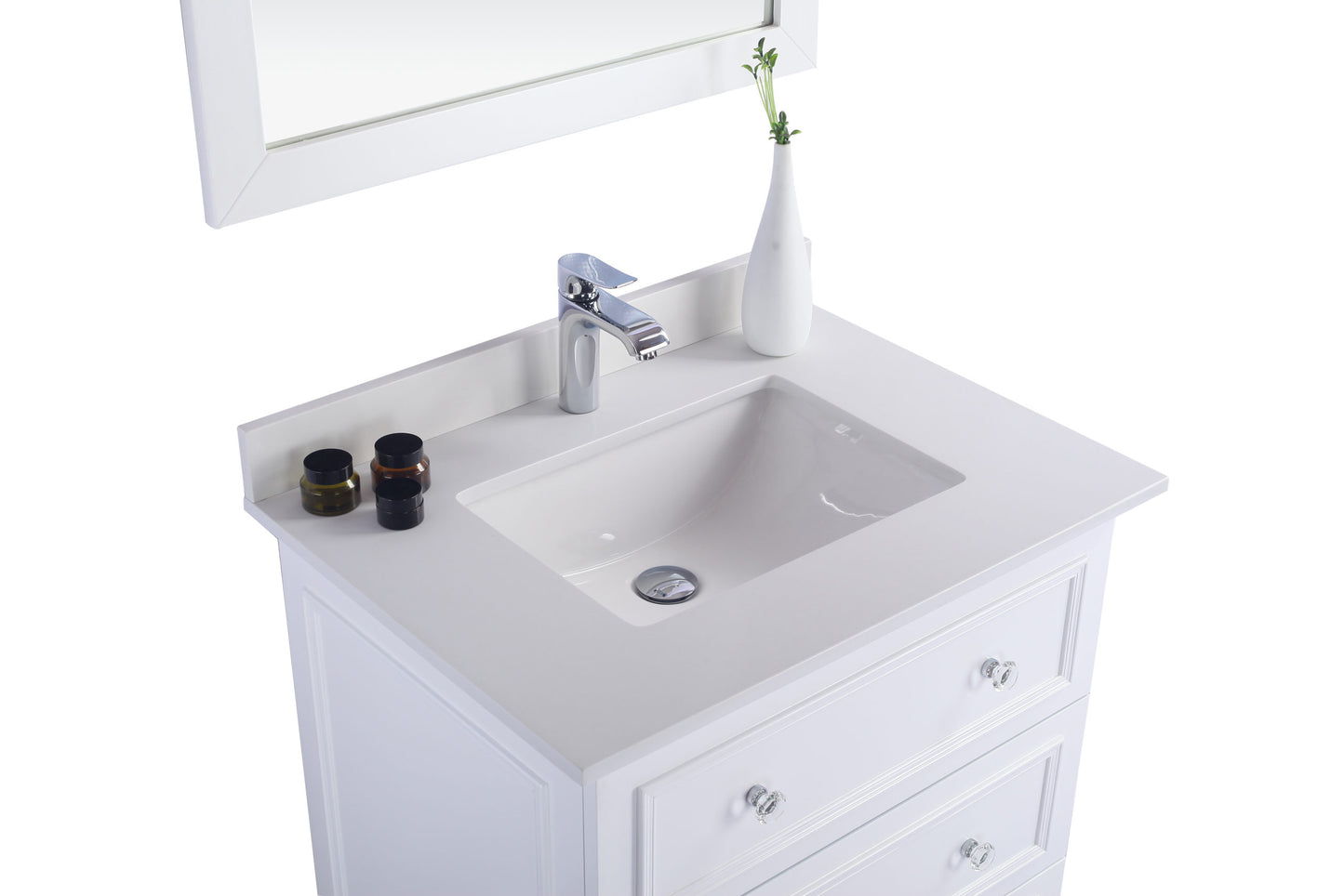 Luna 30" White Bathroom Vanity with White Quartz Countertop