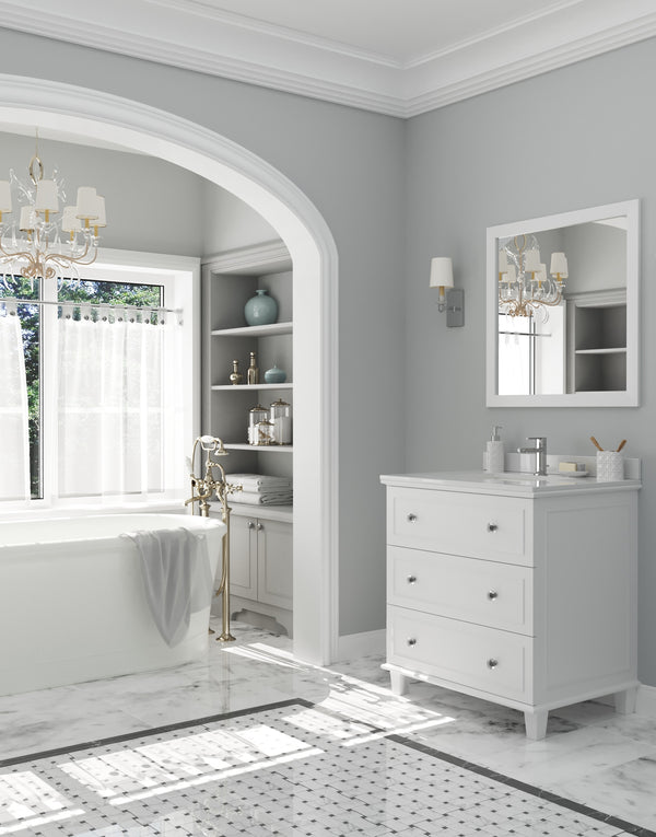 Luna 30 White Bathroom Vanity with White Quartz Countertop