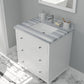 Luna 30" White Bathroom Vanity with White Stripes Marble Countertop