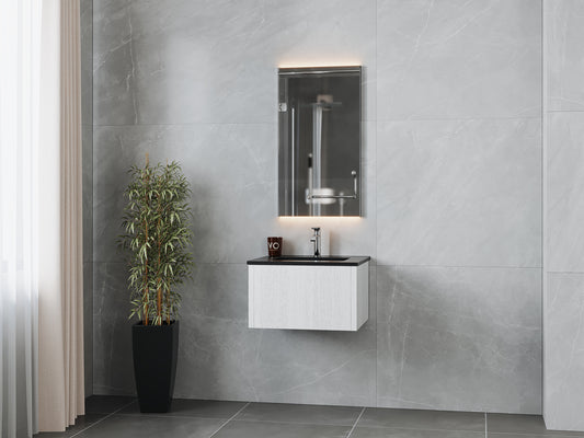 Legno 24" Alabaster White Bathroom Vanity with Matte Black VIVA Stone Solid Surface Countertop