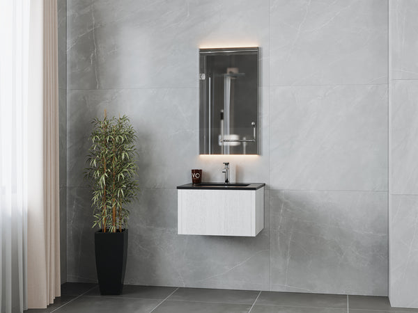 Legno 24 Alabaster White Bathroom Vanity with Matte Black VIVA Stone Solid Surface Countertop