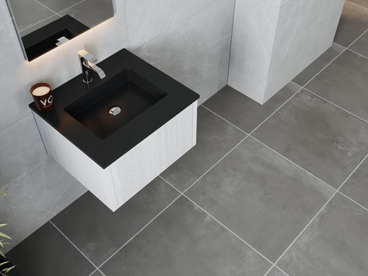 Legno 24" Alabaster White Bathroom Vanity with Matte Black VIVA Stone Solid Surface Countertop