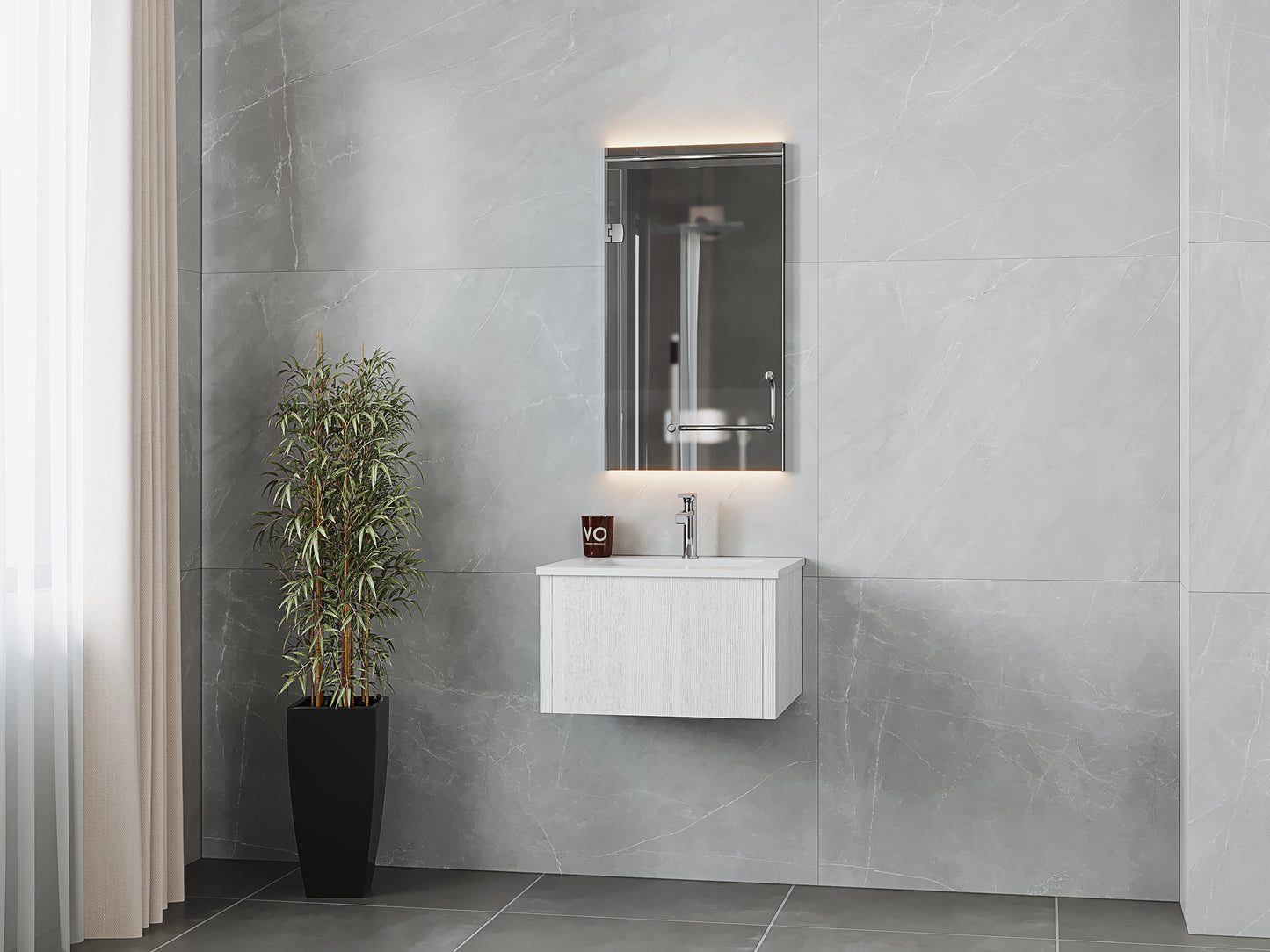 Legno 24" Alabaster White Bathroom Vanity with Matte White VIVA Stone Solid Surface Countertop