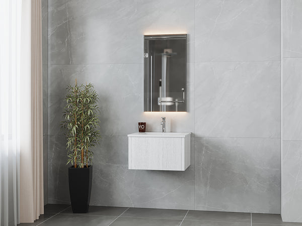 Legno 24 Alabaster White Bathroom Vanity with Matte White VIVA Stone Solid Surface Countertop