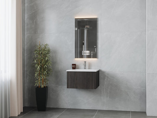 Legno 24" Carbon Oak Bathroom Vanity with Matte White VIVA Stone Solid Surface Countertop