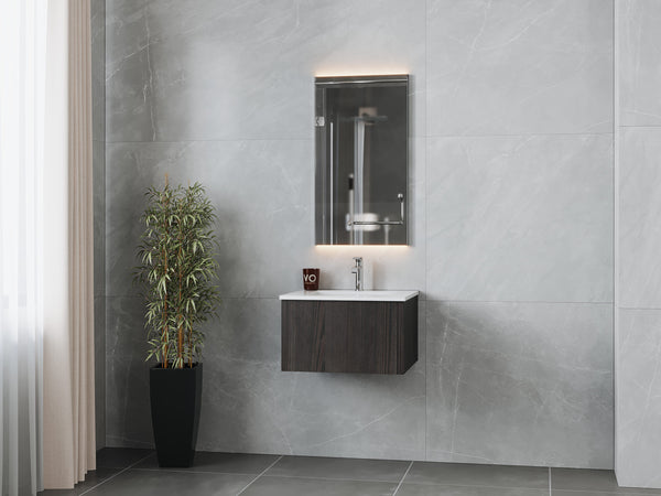 Legno 24 Carbon Oak Bathroom Vanity with Matte White VIVA Stone Solid Surface Countertop