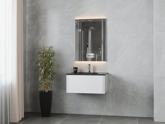 Legno 30" Alabaster White Bathroom Vanity with Matte Black VIVA Stone Solid Surface Countertop