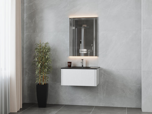 Legno 30 Alabaster White Bathroom Vanity with Matte Black VIVA Stone Solid Surface Countertop